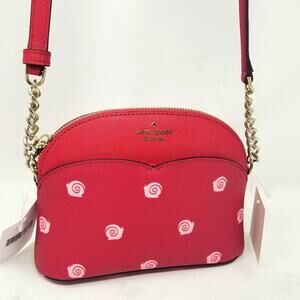 Kate Spade NEW Red Multi Dome Crossbody‎ Chain and Leather Zipper Closer Purse